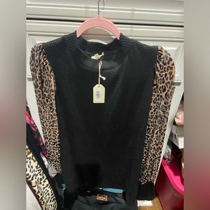 Leopard and black sweater top